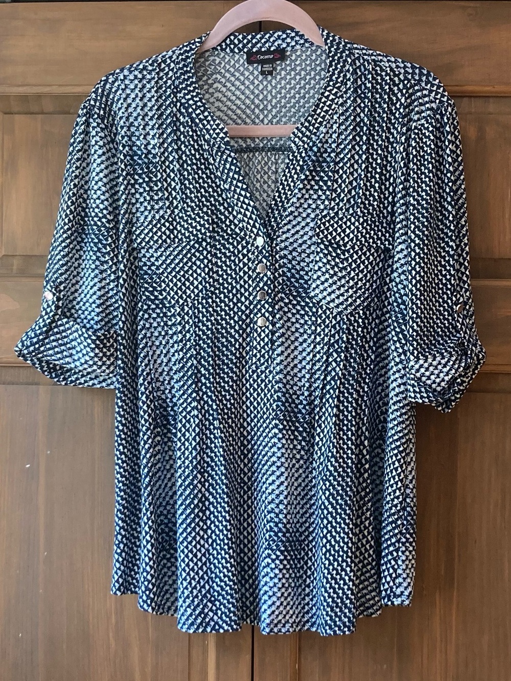 Cocomo Bold Print 3/4 Sleeve Top Large